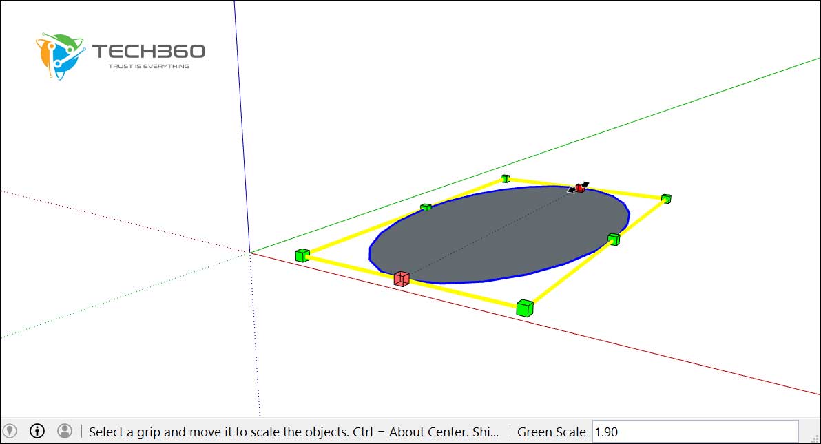 vẽ hình elip trong sketchup