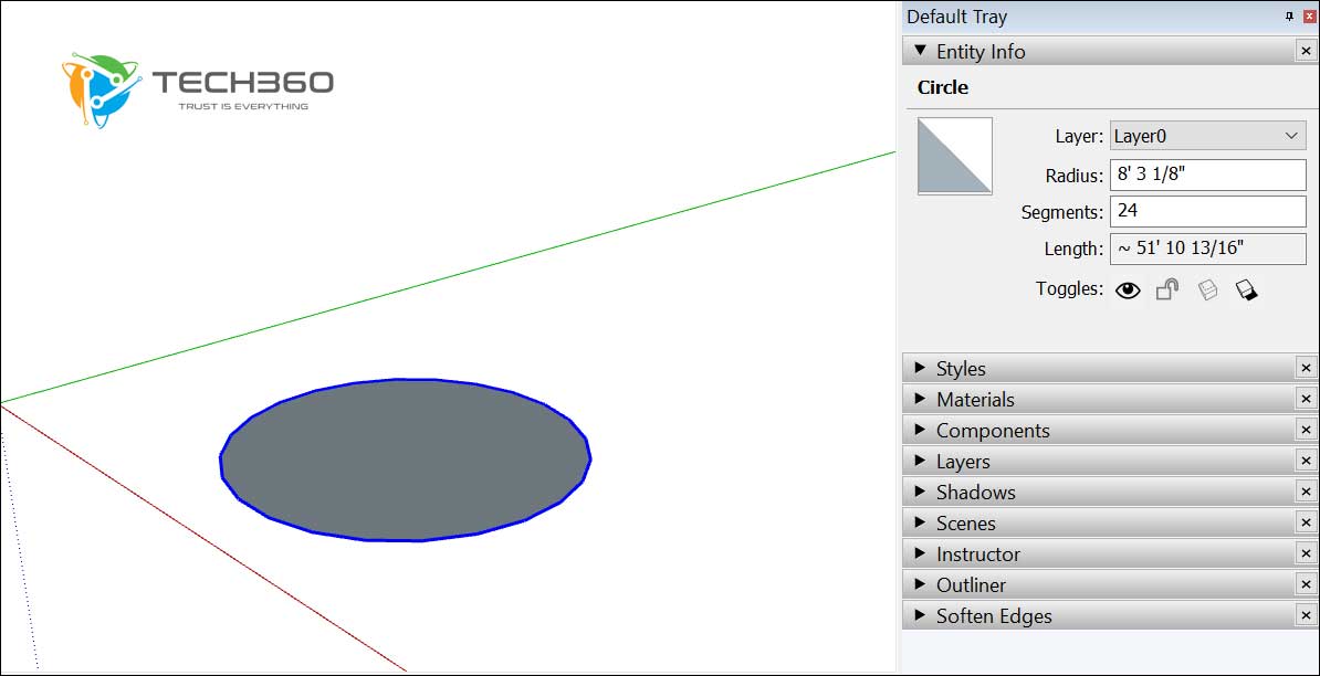 Vẽ hình tròn trong SketchUp | Vẽ và chỉnh sửa Elip SketchUp